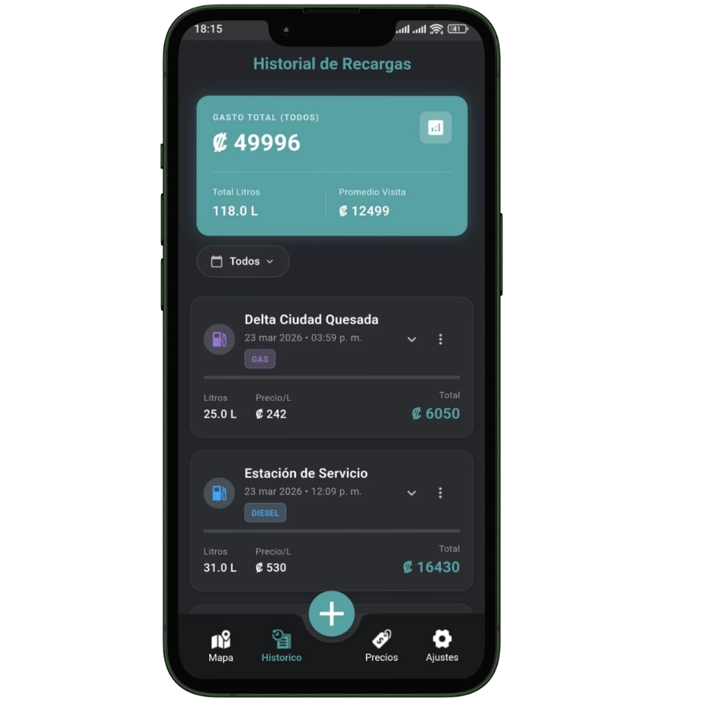 Smartphone showing list of transactions and history