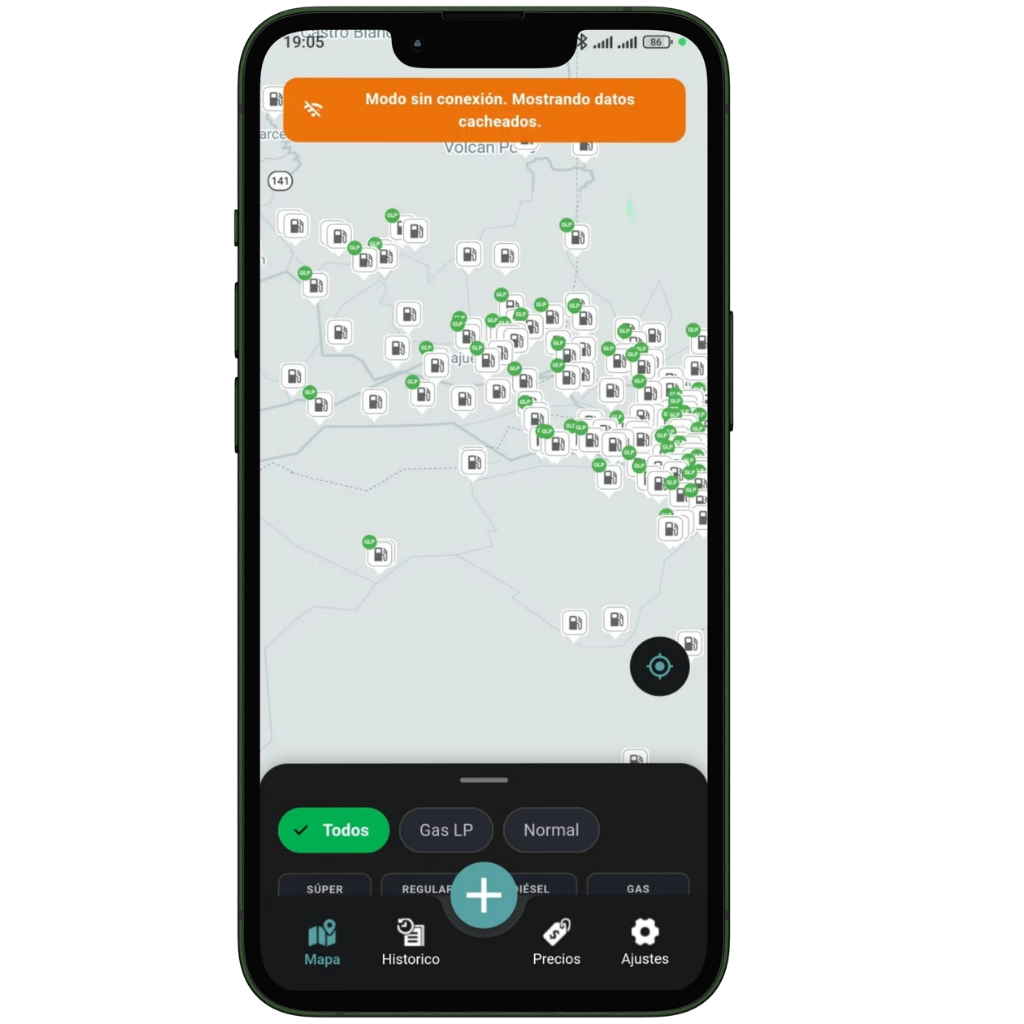 Smartphone showing offline mode interface